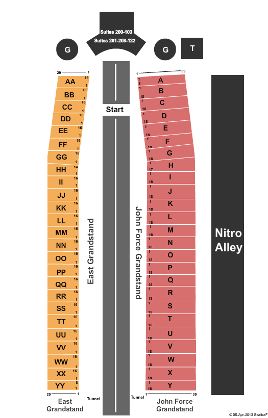 zMax Dragway At Charlotte Motor Speedway Seating Chart: Drag Racing