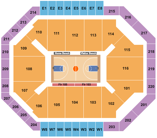 Chartway Arena at Ted Constant Convocation Center Seating Chart: Basketball