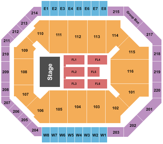 Chartway Arena at Ted Constant Convocation Center Seating Chart: Endstage 2