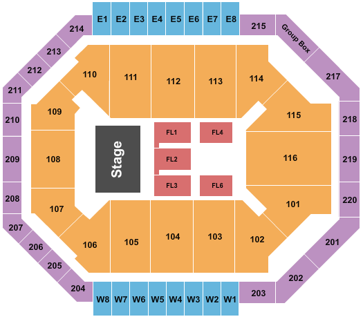 Chartway Arena at Ted Constant Convocation Center Seating Chart: Endstage No 5