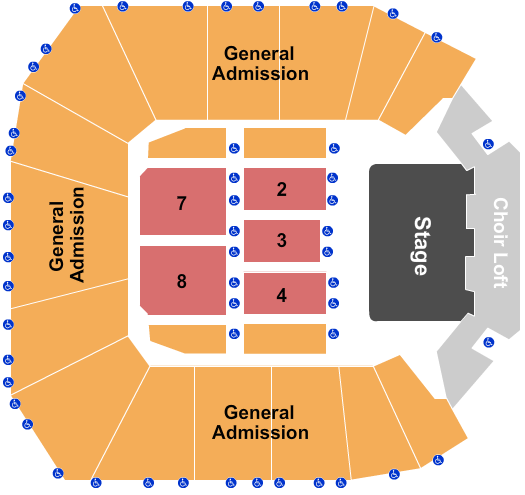 Chautauqua Institution Amphitheater Seating Chart: RSV 2-4 & 7-8 GA 2