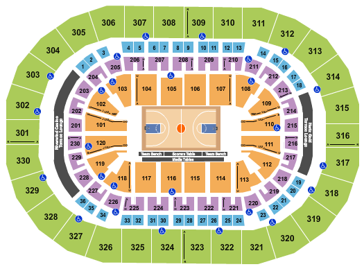 Paycom Center Seating Chart: Basketball 3