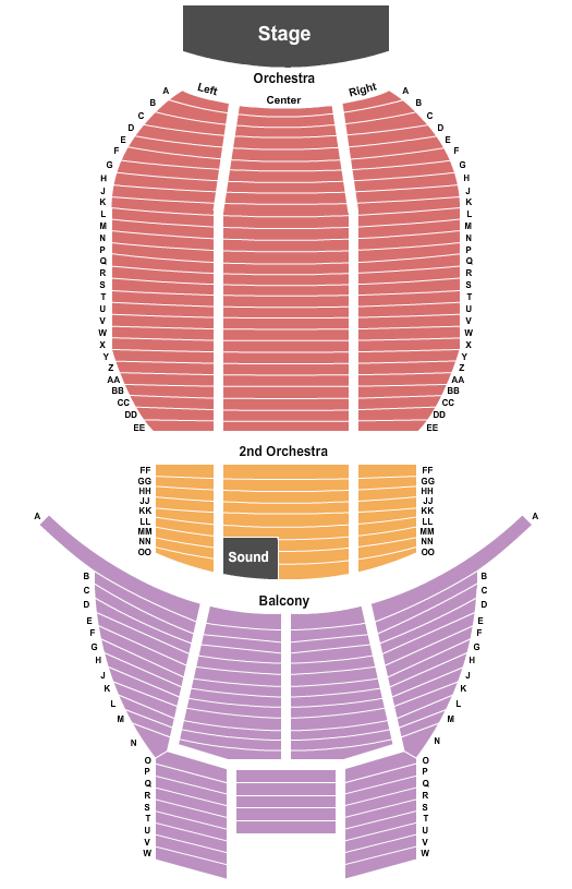 Chevalier Theatre Seating Chart: End Stage