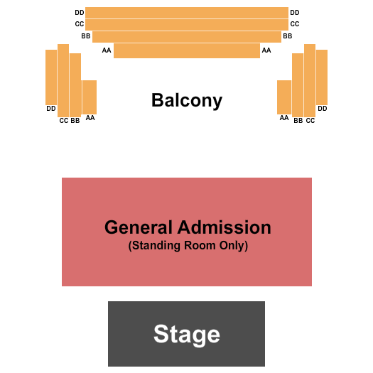 Chief's On Broadway Seating Chart: Endstage GA Flr 2