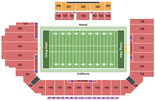Ching Athletics Complex Seating Chart: Football - Hawaii Bowl