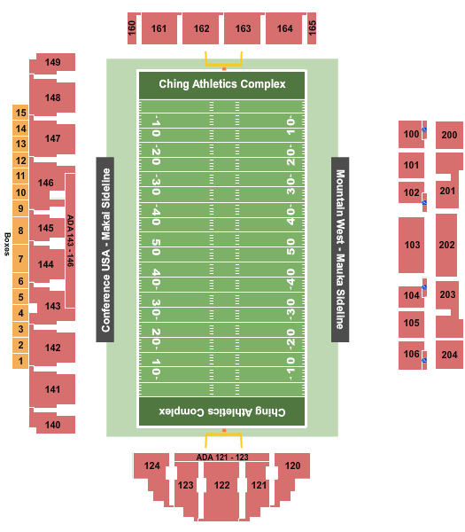 Ching Athletics Complex Seating Chart: Hawaii Bowl