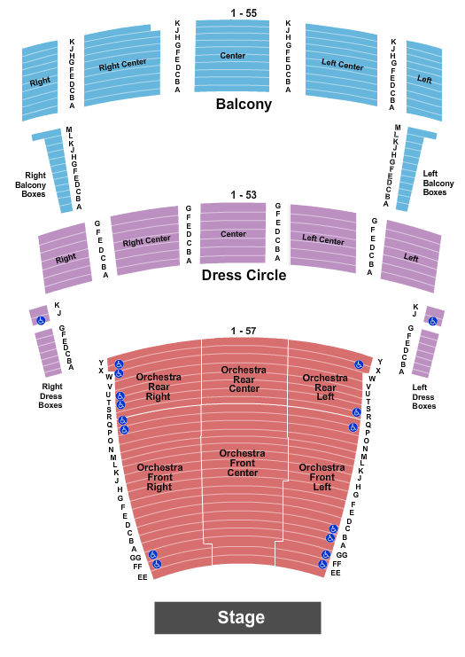 Chrysler Hall Seating Chart: Endstage No Pit - Orchestra Row Shift