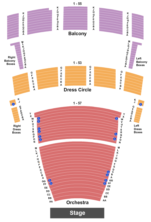 Chrysler Hall Seating Chart: Endstage- Sections Combined