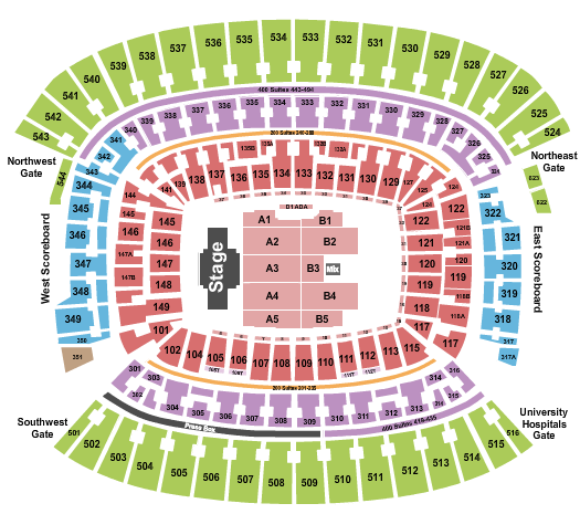 Cleveland Browns Stadium Seating Chart: Billy Joel