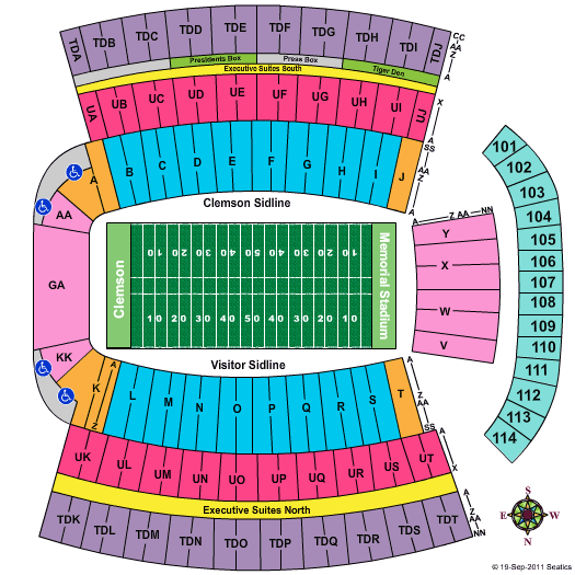 Clemson Memorial Stadium Seating Map