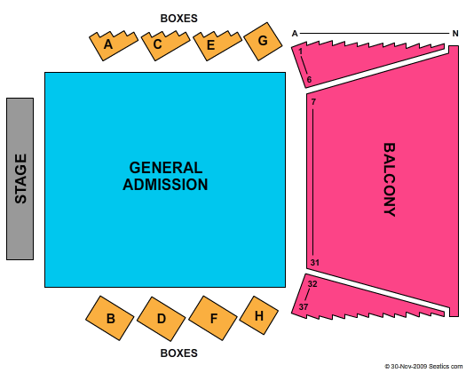 Cliffs Pavilion Seating Chart: End Stage GA FLoor