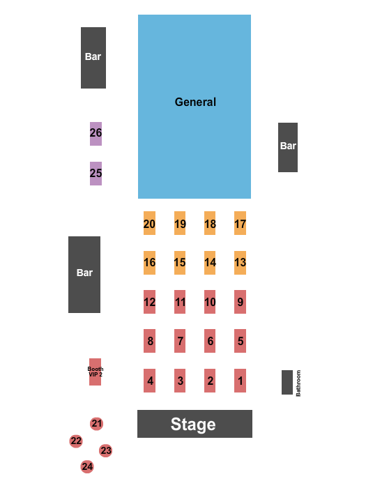 Club Karamba Seating Chart: GA & Tables