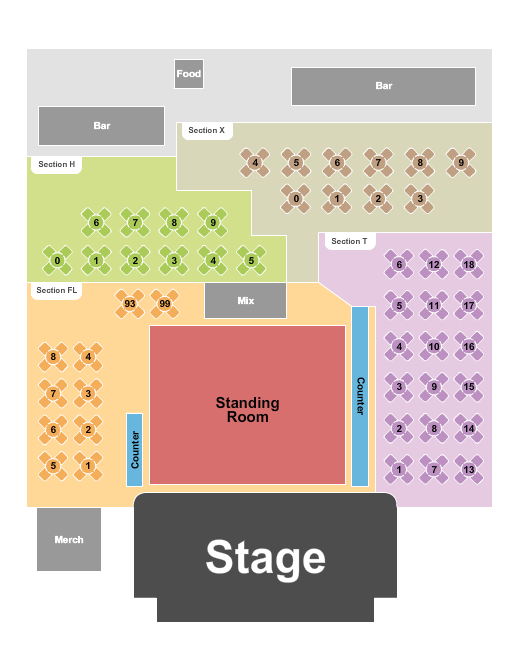 Club LA - Destin Seating Chart: Endstage GA & Tables 3