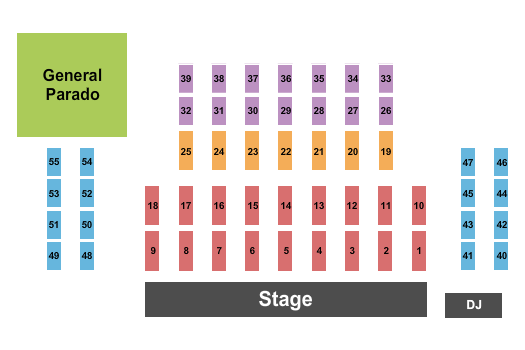 Club Rodeo Rio Seating Chart: Endstage Tables 2