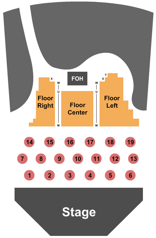 Clyde Theatre Seating Chart: Endstage Tables