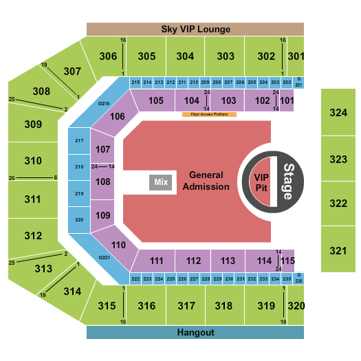 Co-Op Live Seating Chart: 5 Seconds of Summer