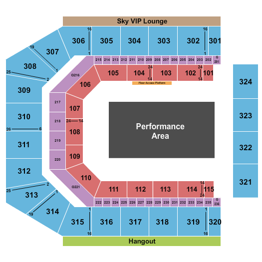 Co-Op Live Seating Chart: Performance Area