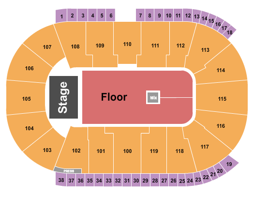 Coca-Cola Coliseum Seating Chart: End Stage GA 2