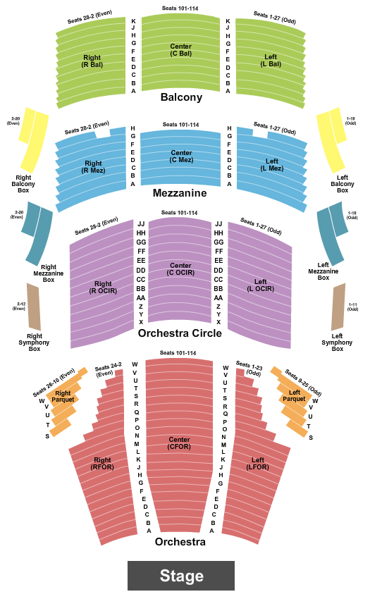 Cofrin Family Hall At Weidner Center For The Performing Arts Seating Chart