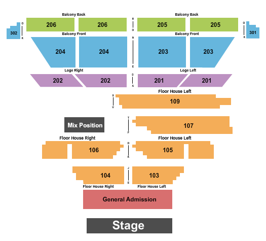 College Street Music Hall Seating Chart: Endstage 2 GA