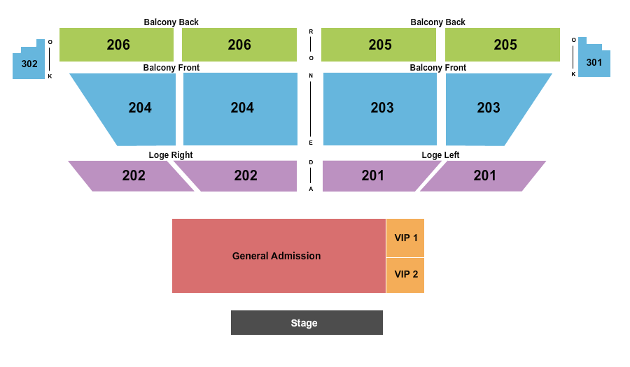 College Street Music Hall Seating Chart: Endstage 6