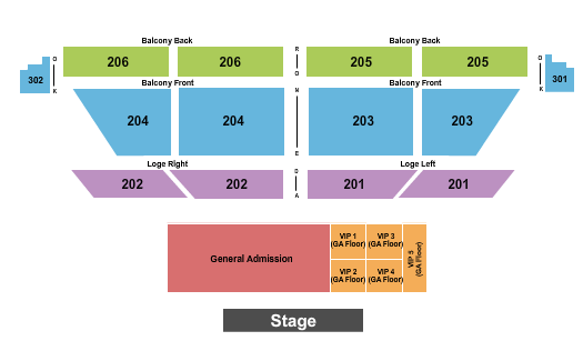 College Street Music Hall Seating Chart: GA & VIP Floors
