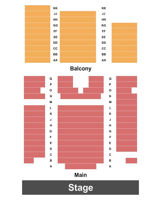 Colonial Center for the Performing Arts Seating Chart: Endstage