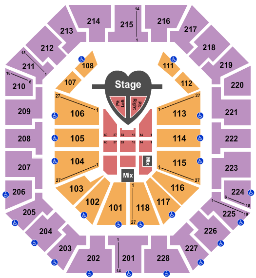 Colonial Life Arena Seating Chart: Pink