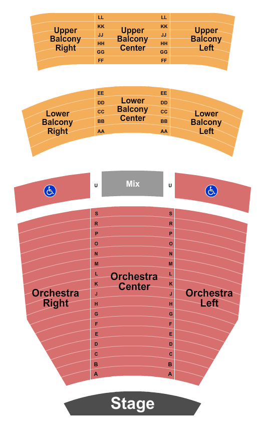 Columbia Theatre Association For The Performing Arts Seating Chart: Endstage