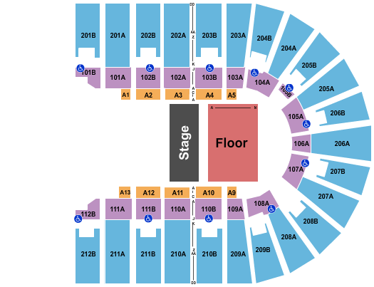 Columbus Civic Center Seating Chart: Half House Reserved Floor