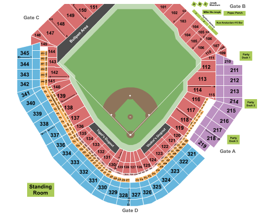 Comerica Park Seating Chart: Baseball