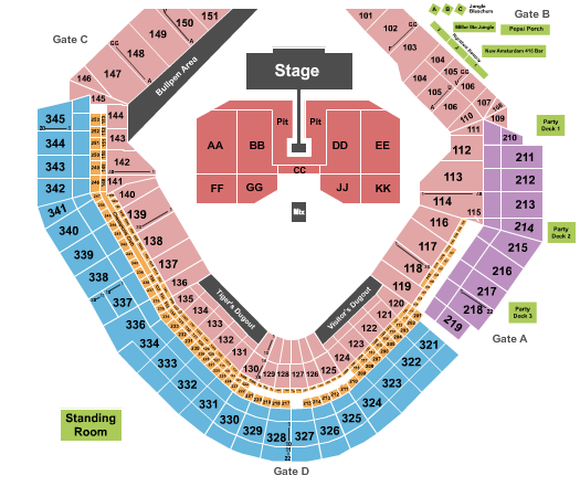Comerica Park Seating Chart: Green Day 2024