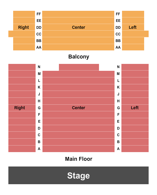 Concert Hall at W.E. Singleton Center Seating Chart: Endstage