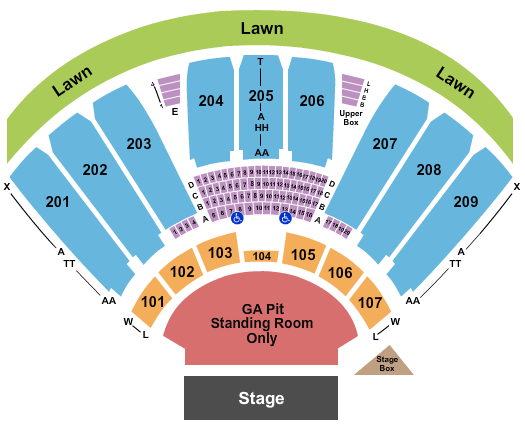 Concord Pavilion Seating Chart: End Stage GA Pit 3