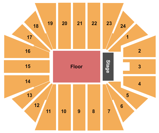 CU Events Center Seating Chart: End Stage GA Floor