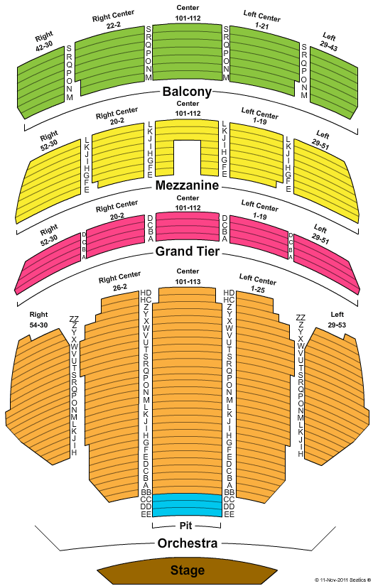 Copley Hall Seating Chart