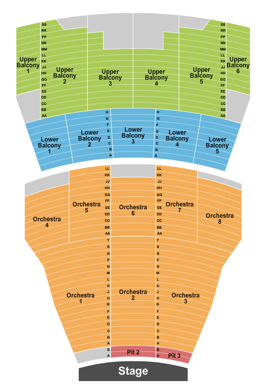 Coronado Performing Arts Center Seating Chart: Endstage 2 (Individual sections)