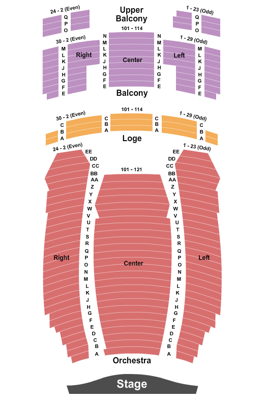 Hackensack Meridian Health Theatre at the Count Basie Center for the Arts Seating Chart