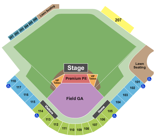 Four Winds Field at Coveleski Stadium Seating Chart: Concert