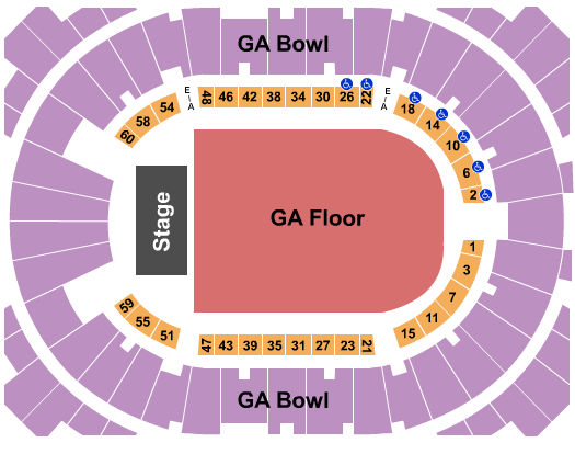 Cow Palace Seating Chart: GA Bowl/GA Floor