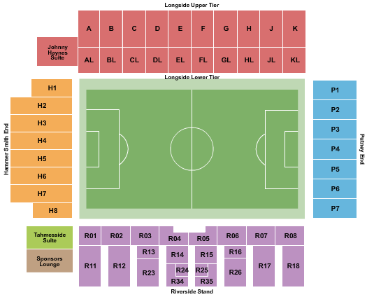 Craven Cottage Seating Chart: Soccer - Static