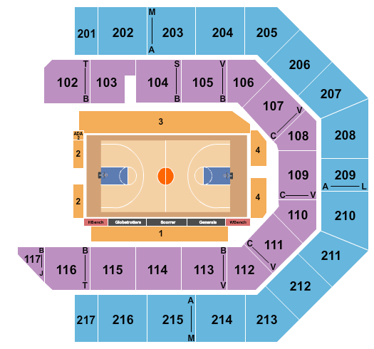 Credit Union 1 Arena Seating Chart: Basketball - Globetrotters