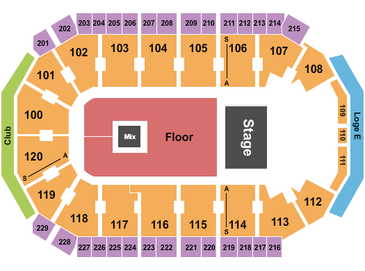 Credit Union of Texas Event Center Seating Chart: Endstage GA Floor 2