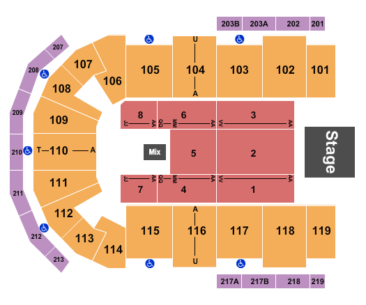 Cross Insurance Center Seating Chart: Endstage Floor 1-8