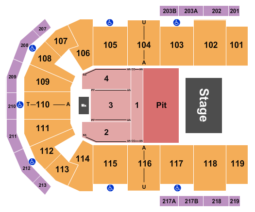 Cross Insurance Center Seating Chart: Half House GA Pit 2