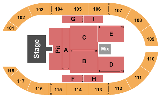 Crossroads Arena Seating Chart: Endstage Pit w/ Catwalk