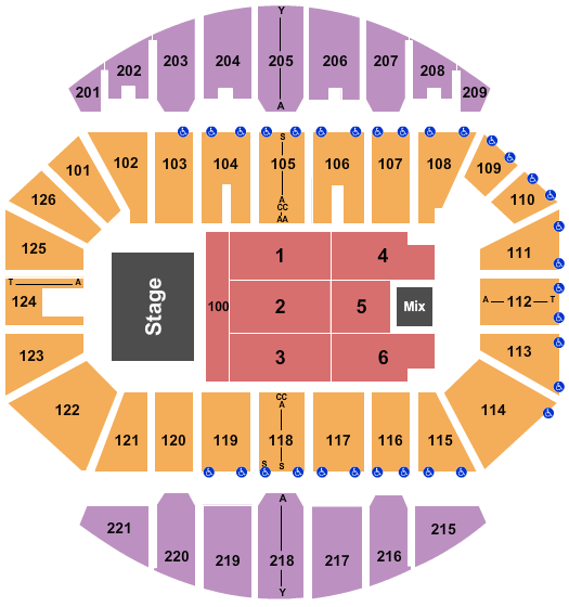 Crown Coliseum - The Crown Center Seating Chart: End Stage 2