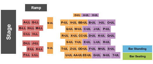 Crystal Ballroom at Somerville Theatre Seating Chart: Endstage Tables
