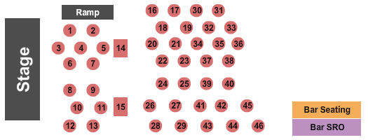 Crystal Ballroom at Somerville Theatre Seating Chart: Endstage Tables 4