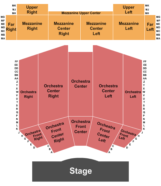 Crystal Grand Music Theatre Seating Chart: End Stage